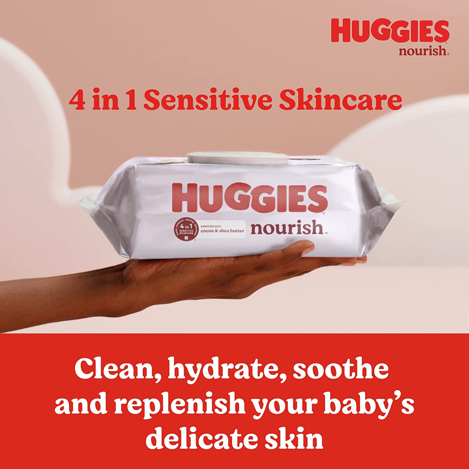 Scented Baby Wipes, Huggies Nourish Baby Diaper Wipes, 10 Push Button Packs (560 Wipes Total) - Image 2